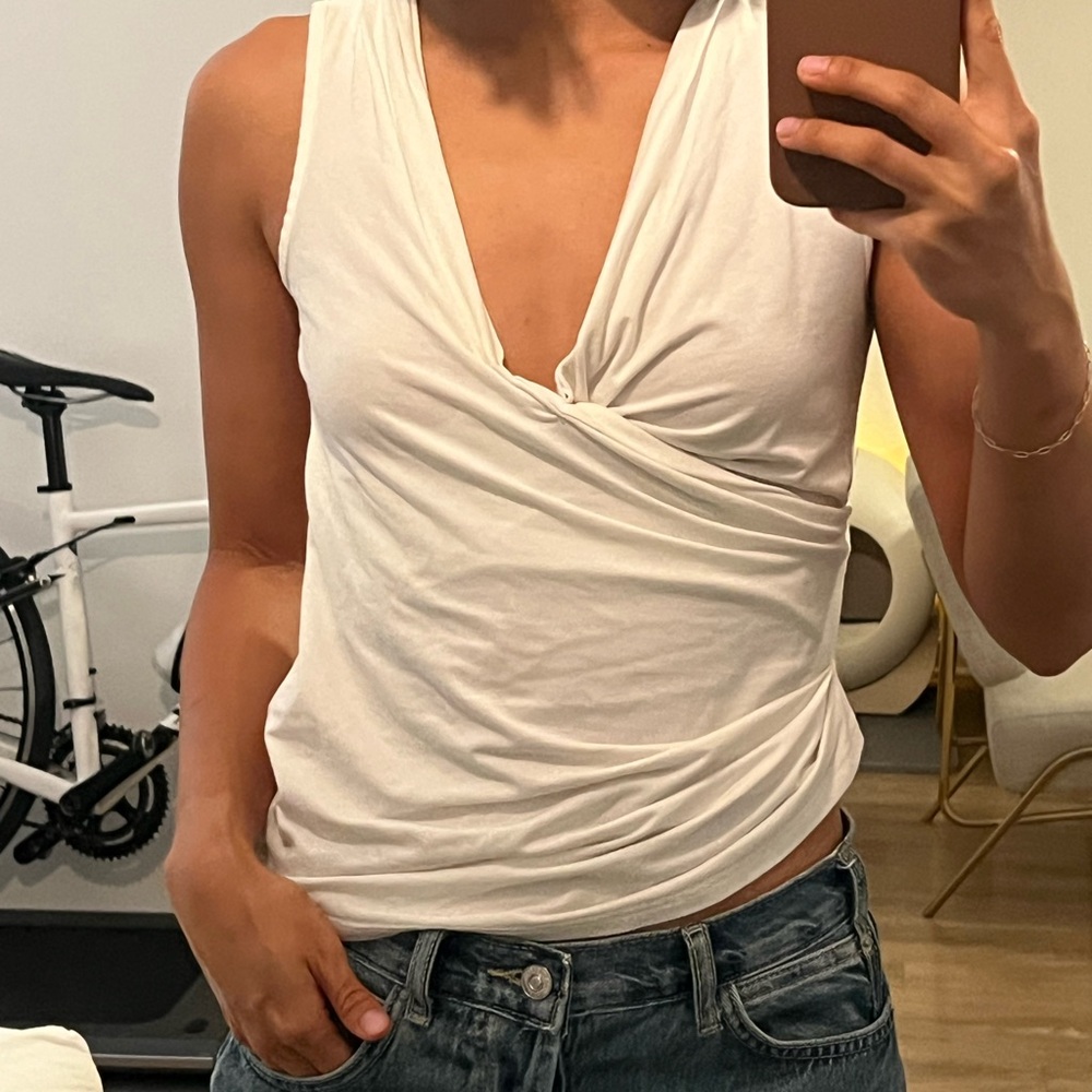 Line by K Ivory Wrap Tank Top